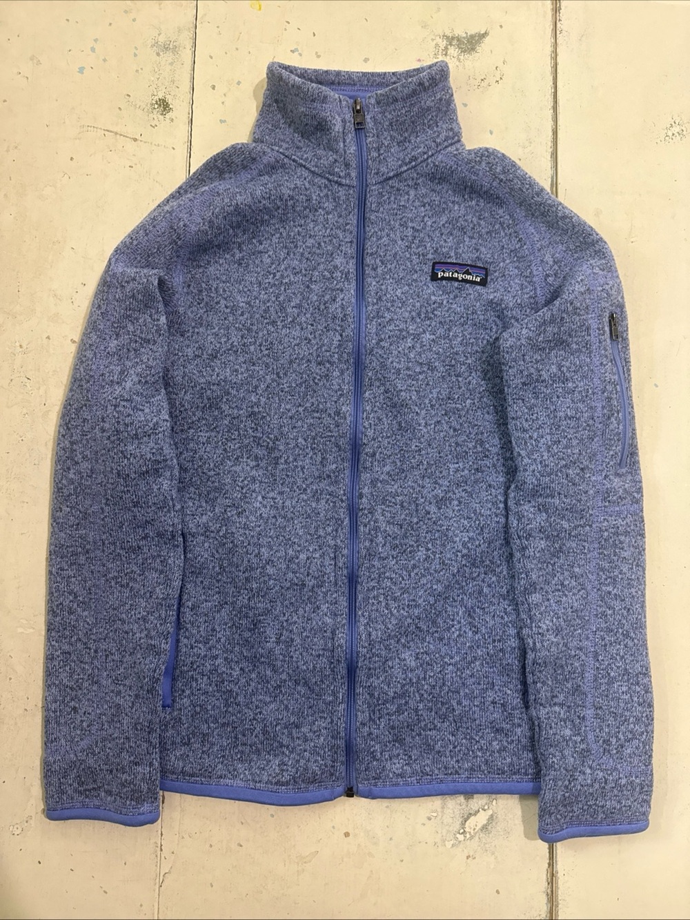 Patagonia Heathered Blue Full Zip Worn Wear Sweater - Small